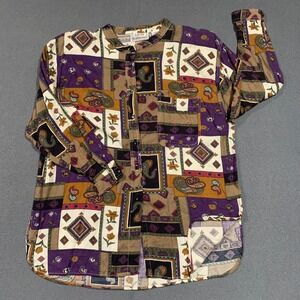 Laura Katherine Vintage 90s Rayon‎ Patchwork Paisley Button Up Shirt Womens 20W